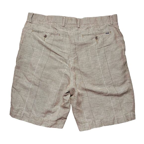 Polo Ralph Lauren | Men | Tan Linen Blend 9 Inch Glen Plaid Shorts | Sz 36 - Picture 3 of 10